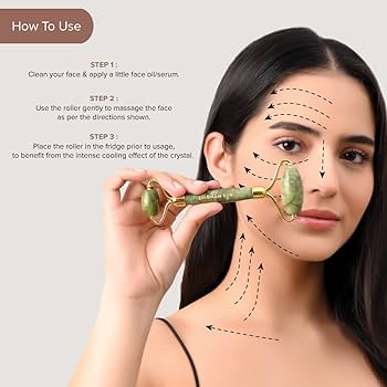 Jade Facial Roller | Natural Jade Stone Massager reduce fine lines and wrinkles