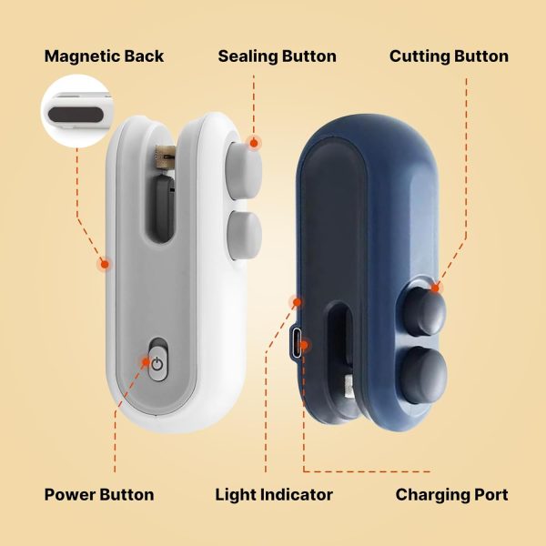 Heat Sealing Machine 2 In 1 Cutting And Sealer Usb Rechargeable Food Sealer