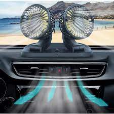 Car Cooling Fan 5V/12V/24V 2 Speeds 360° Adjustable Dual Head Auto USB Cooler Air Fan