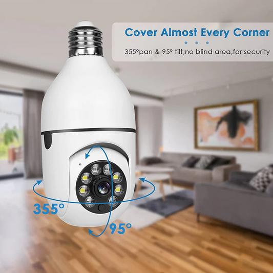 Full HD 1080P Wireless LED Bulb Camera With NIGHT VISION, Wide Angle, Two-way Audio V380 App