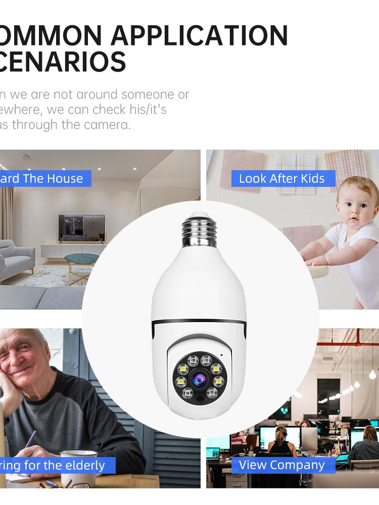 Full HD 1080P Wireless LED Bulb Camera With NIGHT VISION, Wide Angle, Two-way Audio V380 App