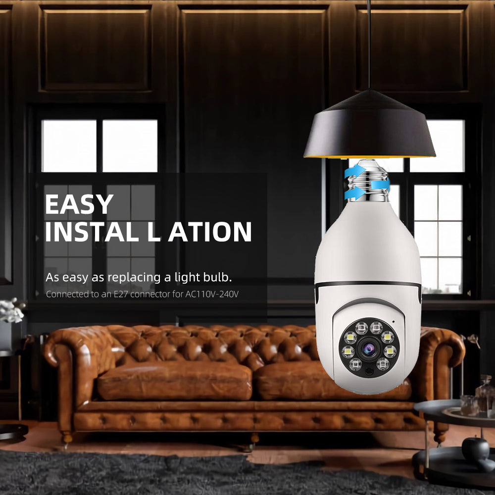Full HD 1080P Wireless LED Bulb Camera With NIGHT VISION, Wide Angle, Two-way Audio V380 App