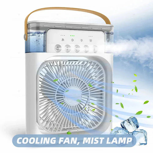 USB Portable Air Conditioner Fan with LED Night Light, Fine Mist Spray & Humidifier Function