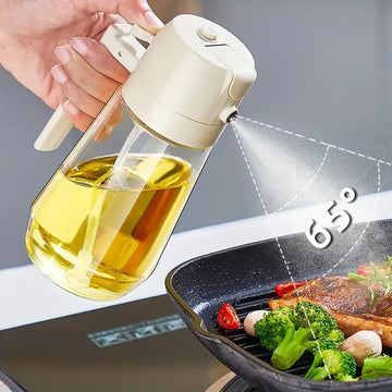 2-in-1 Glass Oil Sprayer & Dispenser – 500ml | Dual-Function Spray & Pour Bottle