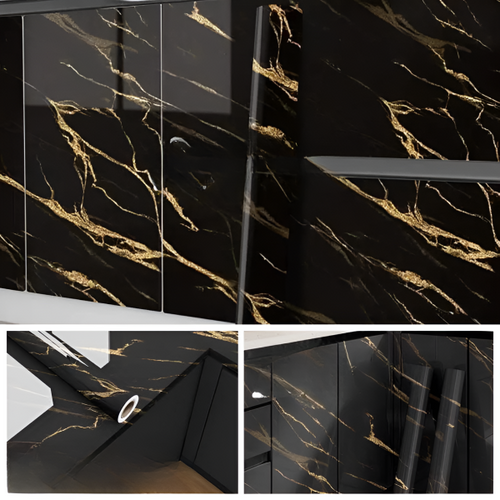 Self Adhesive Black Marble Sheet Sticker For Kitchen, Cupboard, Wall – Anti Oil And Heat Resistant Wallpaper (60*200 Cm)