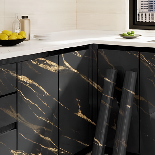 Self Adhesive Black Marble Sheet Sticker For Kitchen, Cupboard, Wall – Anti Oil And Heat Resistant Wallpaper (60*200 Cm)